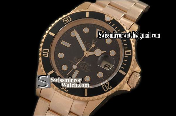 Rolex Submariner Full Gold Black Dial Swiss Eta 2836-2 Updated