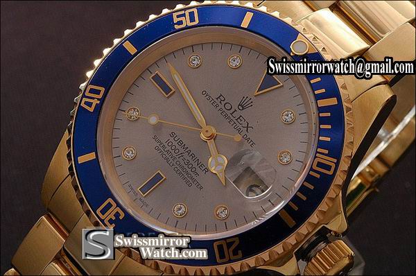 Rolex Submariner Full Gold Serti Silver Dial Swiss Eta 2836-2